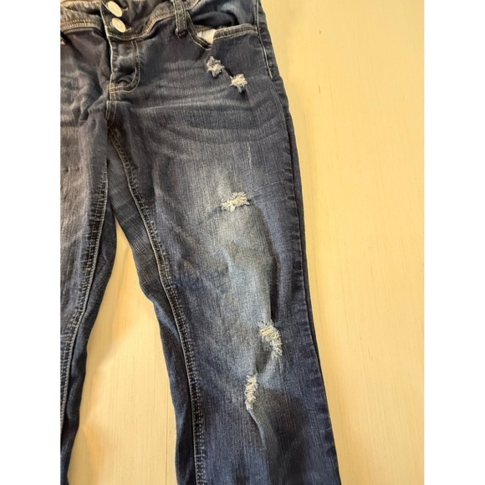 SO Heritage Distressed Dark Wash Denim Capris Cropped Jeans Size 15 - Picture 4 of 10